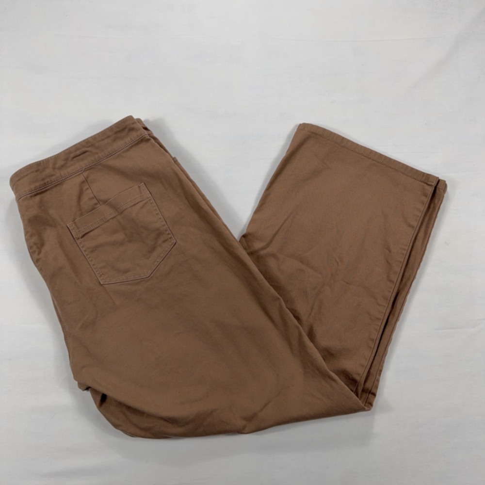 Eileen Fisher Wide Leg Stretch Cotton Twill Pants XL Brown Minimalist Casual